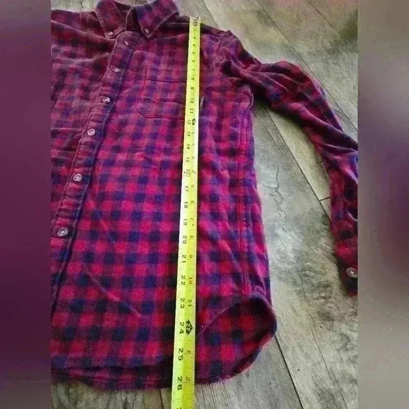 EDDIE BAUER mens small plaid red long sleeve  Button shirt - Picture 6 of 13